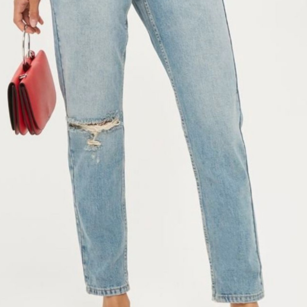 Topshop MOTO Bleach Ripped Mom Jeans